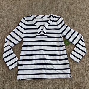 Kate Spade Blue and White Striped Box Tropez Top